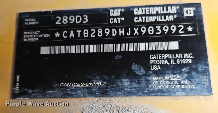 image for item EO4953 2020 Caterpillar 289D3 tracked skid steer loader