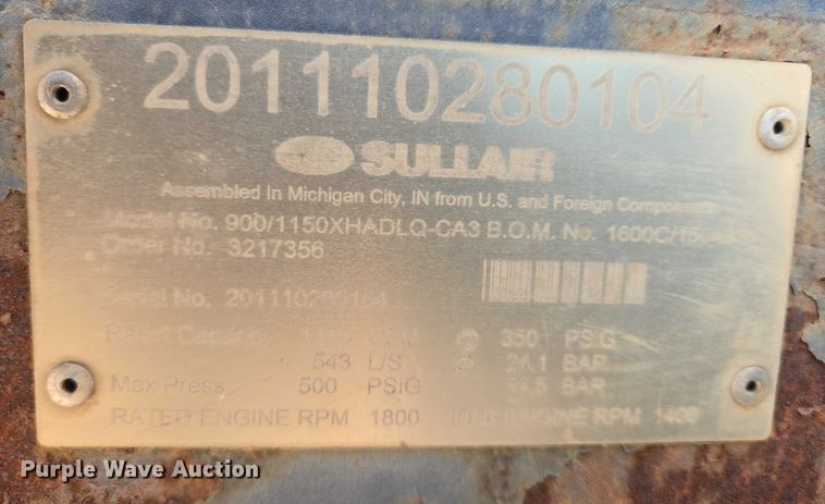 image for item ES2808 Sullair 900/1150XH air compressor