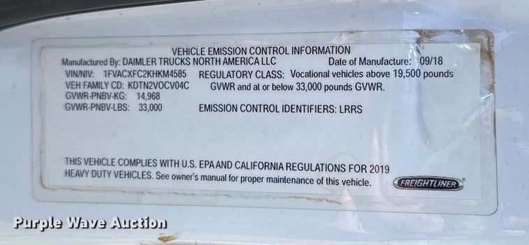 image for item ES5724 2019 Freightliner M2106 bucket truck