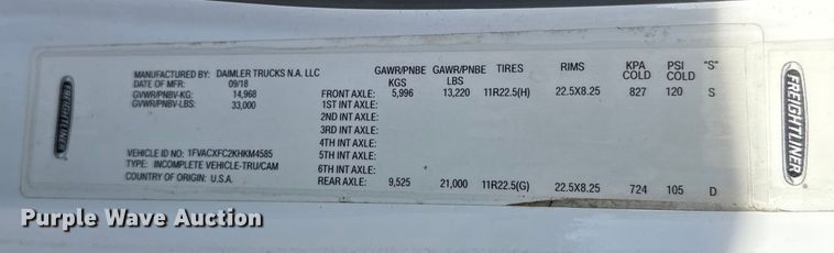 image for item ES5724 2019 Freightliner M2106 bucket truck