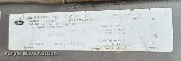 image for item ES5741 2002 Mack RD688S roll-off container truck