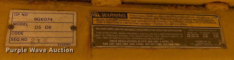 image for item ES8528 1989 Caterpillar D6D dozer