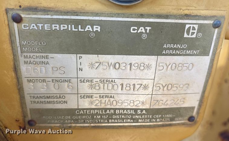 image for item ES8528 1989 Caterpillar D6D dozer