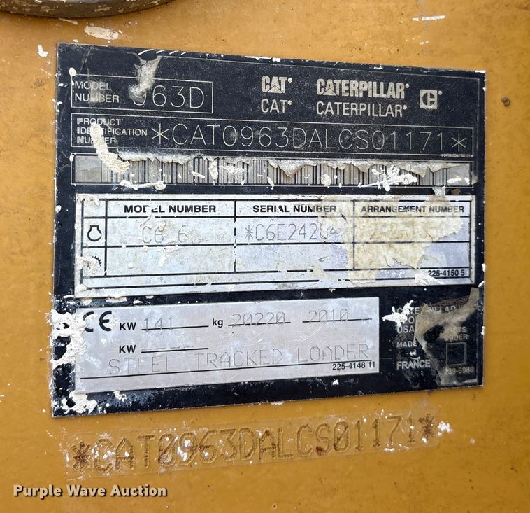 image for item ES8535 2010 Caterpillar 963D track loader