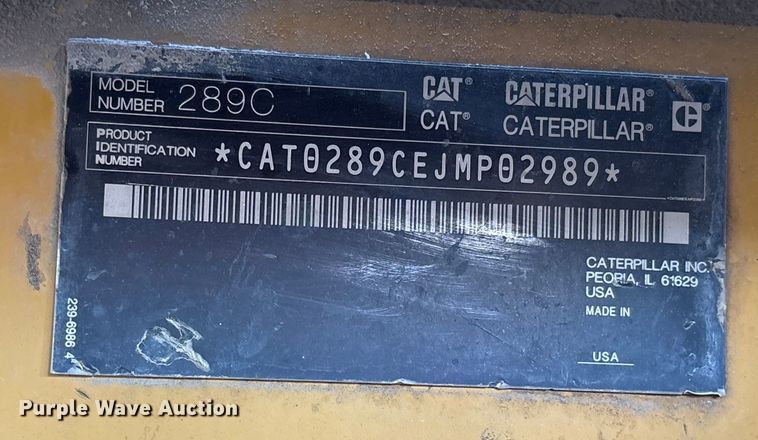 image for item ES8537 2012 Caterpillar 289C tracked skid steer loader