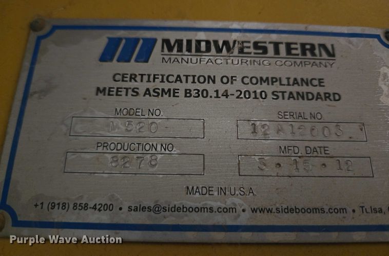 image for item ET1221 2012 Midwestern M-520 side boom pipe layer 