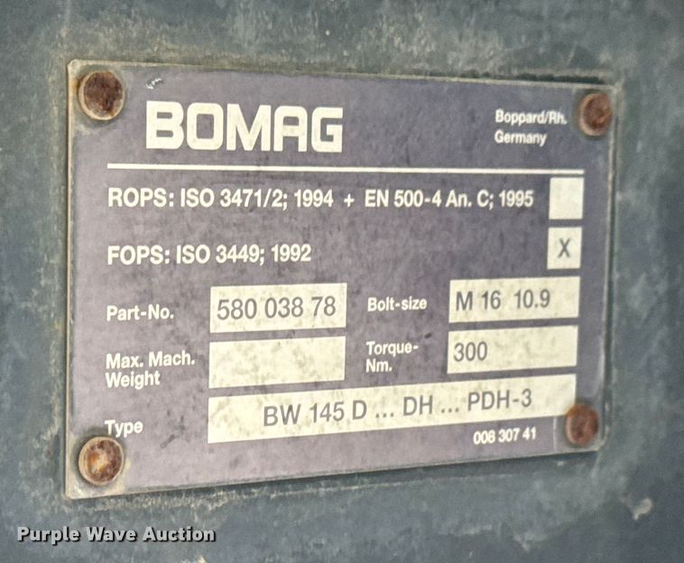 image for item ET4160 2004 Bomag BW 145 DH-3 single drum vibratory roller
