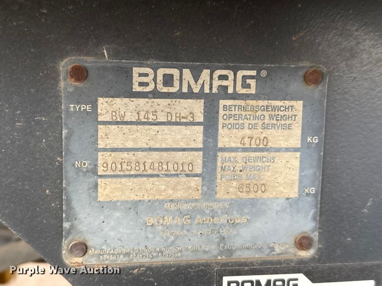 image for item ET4160 2004 Bomag BW 145 DH-3 single drum vibratory roller