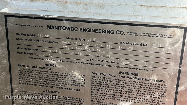 image for item ET6886 Manitowoc 2900WC crane