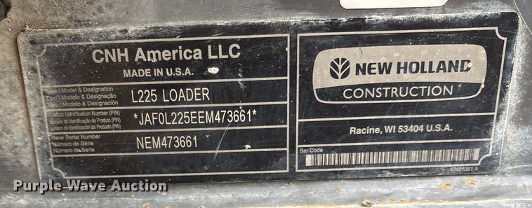 image for item ET7360 2014 New Holland L225 skid steer loader