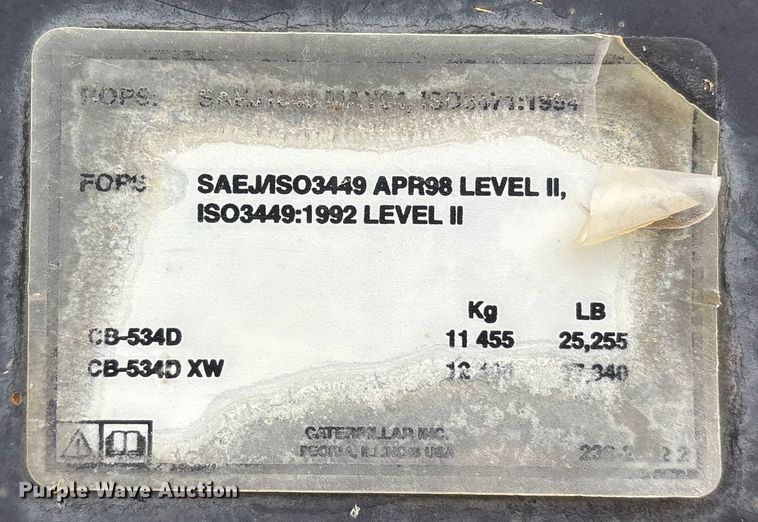 image for item ET7382 2006 Caterpillar CB-534D double drum vibratory roller
