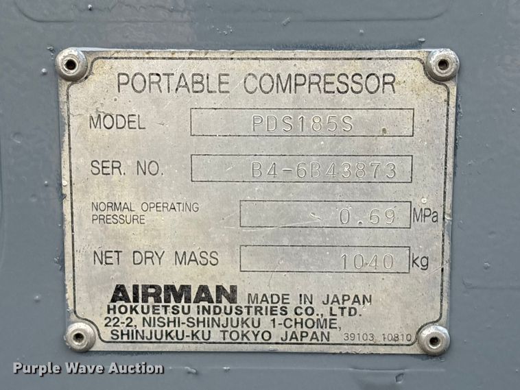 image for item EU7147 Airman PDS185S air compressor