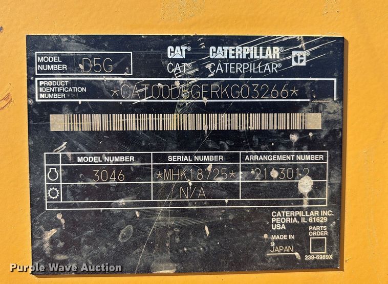 image for item EU7353 2007 Caterpillar D5G LGP dozer