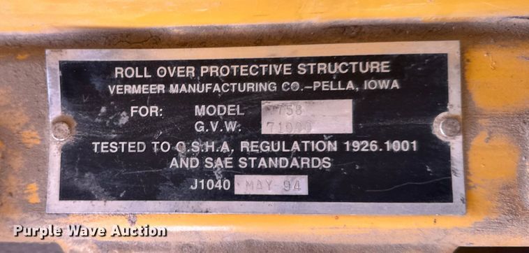 image for item FB0655 2001 Vermeer T758TR trencher