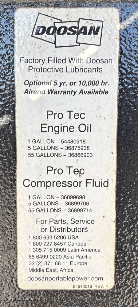 image for item FB3475 2010 Doosan IPI8OWUD-T4I air compressor