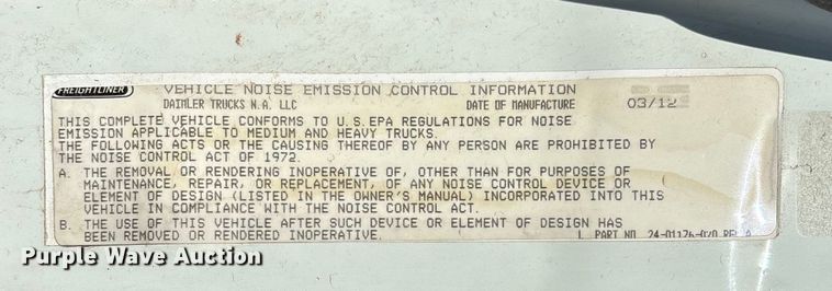 image for item FG0017 2013 Freightliner Cascadia dump truck