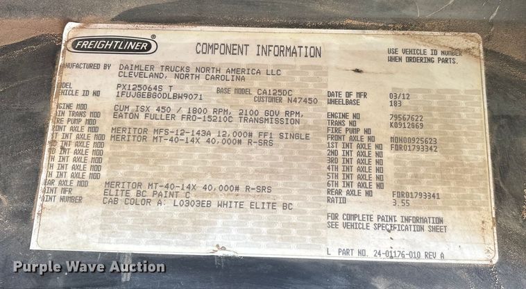 image for item FG0017 2013 Freightliner Cascadia dump truck