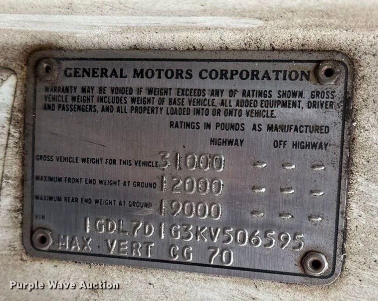 image for item FG0020 1989 GMC C7 digger derrick truck