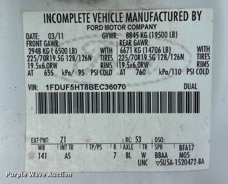 image for item FG0042 2011 Ford F550 Super Duty XL bucket truck