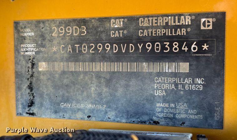 image for item FG0058 2021 Caterpillar 299D3 tracked skid steer loader