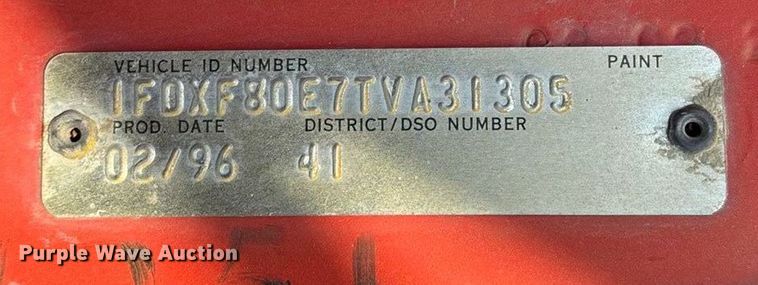 image for item FG0065 1996 Ford F-Series Flat bed truck with crane