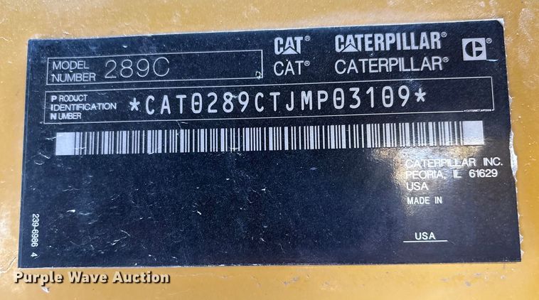 image for item FG2595 2012 Caterpillar 289C tracked skid steer loader