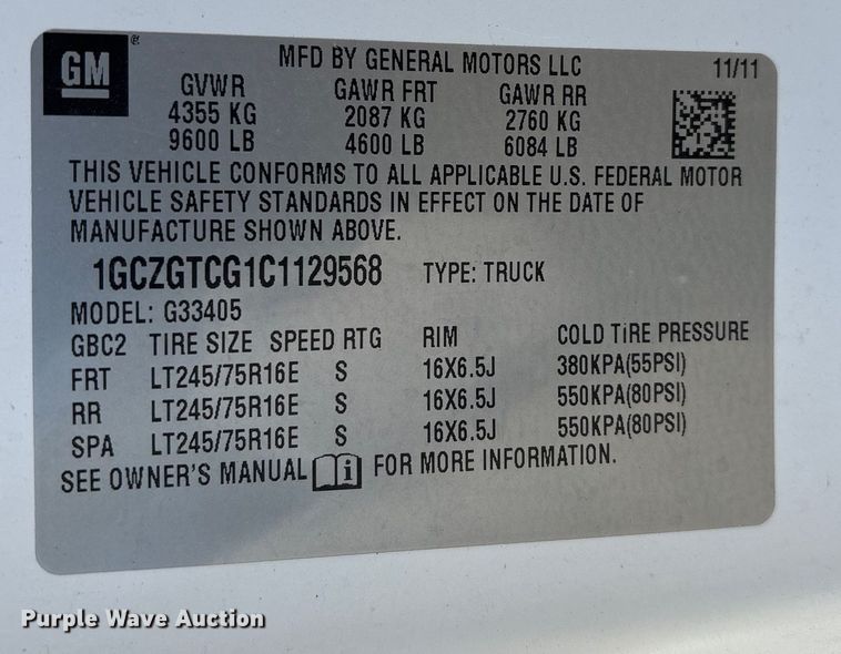 image for item FG2601 2012 Chevrolet Express 3500 van