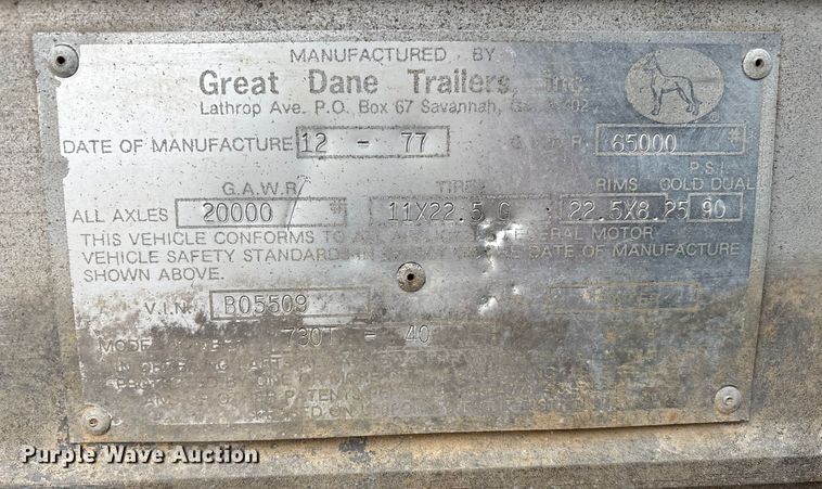 image for item FG2631 1977 Great Dane 730T-40 shipping container