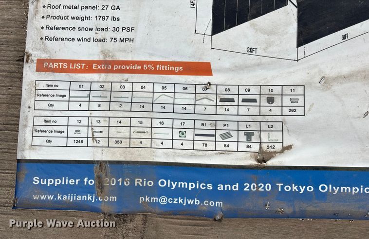 image for item FG2650 KJ K2030 metal garage