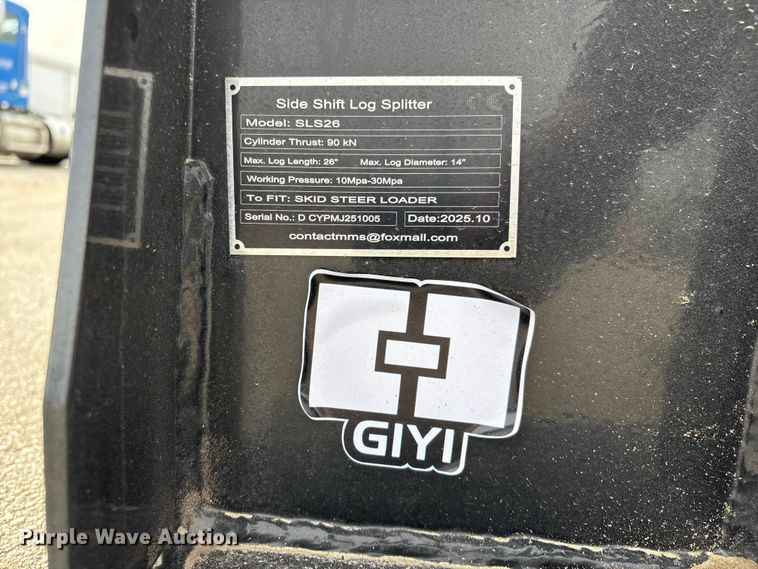 image for item FG2651 2025 Giyi SLS26 skid steer log splitter
