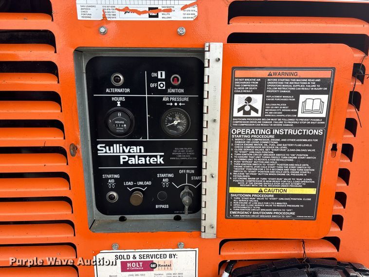 image for item FG2655 2015 Sullivan/Palatek D185P3CA4T air compressor