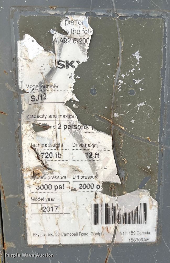 image for item FG2657 2017 Skyjack SJ12 vertical lift