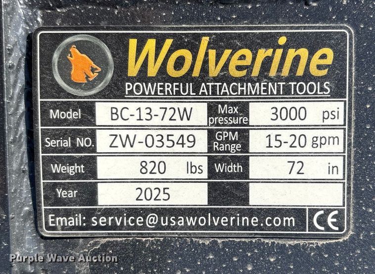 image for item FG2678 2025 Wolverine BC-13-72W skid steer rotary mower