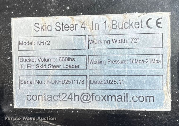 image for item FG2679 2025 Giyi KH72  skid steer four-in-one bucket