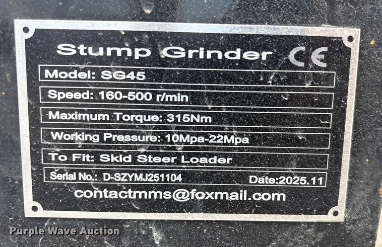 image for item FG2680 2025 Giyi SG45 skid steer stump grinder