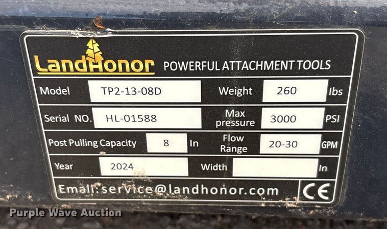 image for item FG2683 2024 Landhonor TP2-13-08D skid steer tree puller