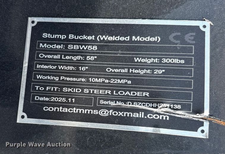 image for item FG2684 2025 Giyi SBW58 Skid steer stump bucket