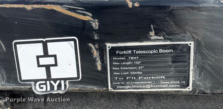 image for item FG2685 2025 Giyi TB47 telescopic boom forklift  attachment