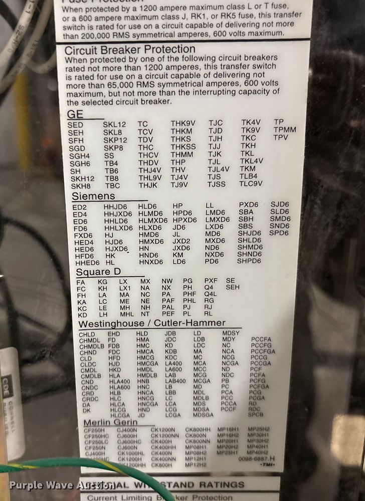 image for item FK1507 Cummins Power Generation OTPCC-5772912 transfer switch 