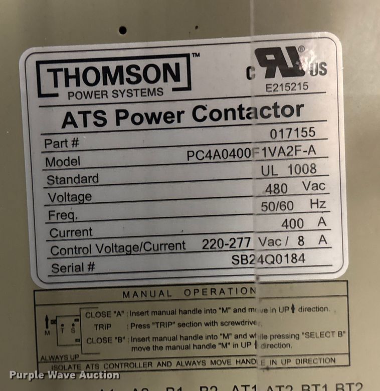 image for item FK1510 2022 Thompson ATS TS974A0400A1CZ5 transfer switch 