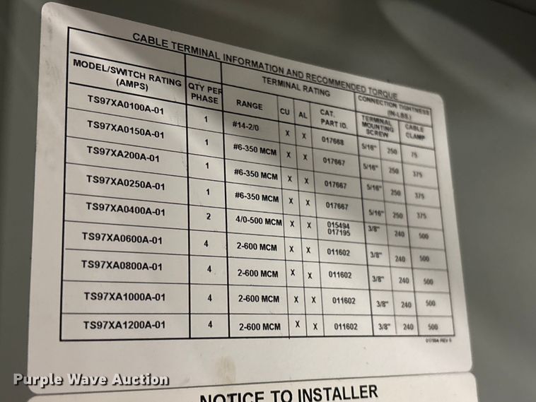 image for item FK1510 2022 Thompson ATS TS974A0400A1CZ5 transfer switch 