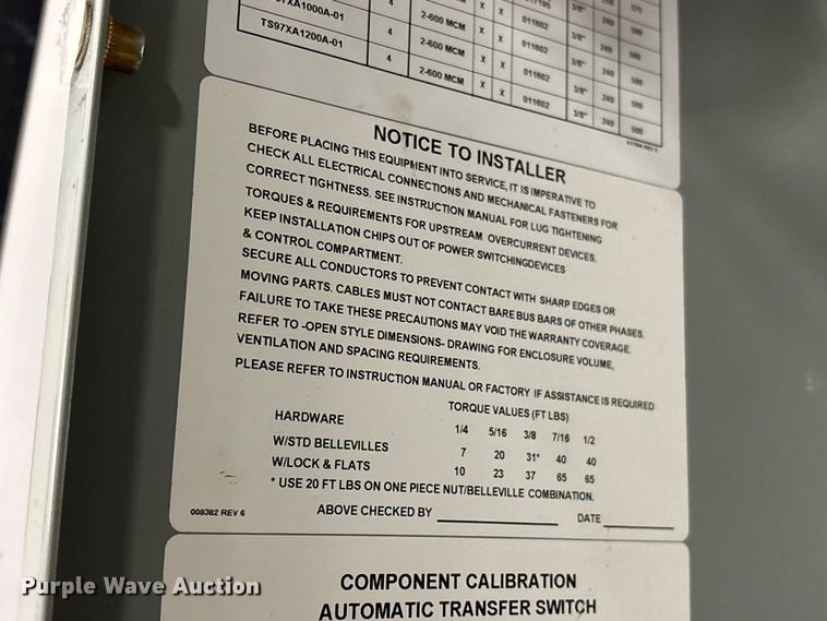 image for item FK1510 2022 Thompson ATS TS974A0400A1CZ5 transfer switch 