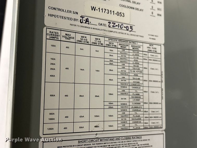 image for item FK1510 2022 Thompson ATS TS974A0400A1CZ5 transfer switch 