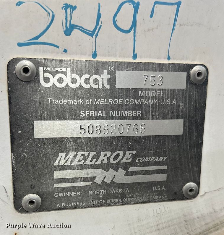 image for item FK1520 1993 Bobcat 753 skid steer loader