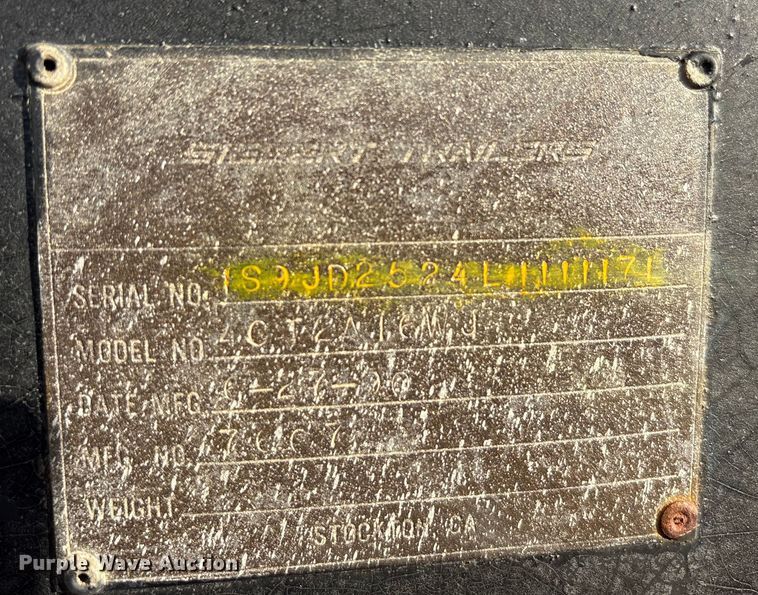 image for item FK2526 1990 Siebert lowboy equipment trailer