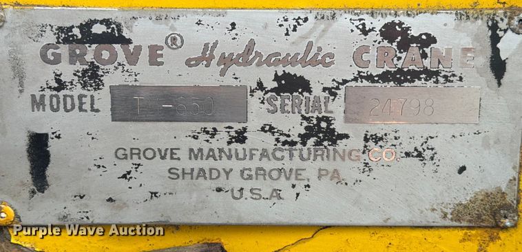 image for item FK2545 1974 Grove TM650 crane truck