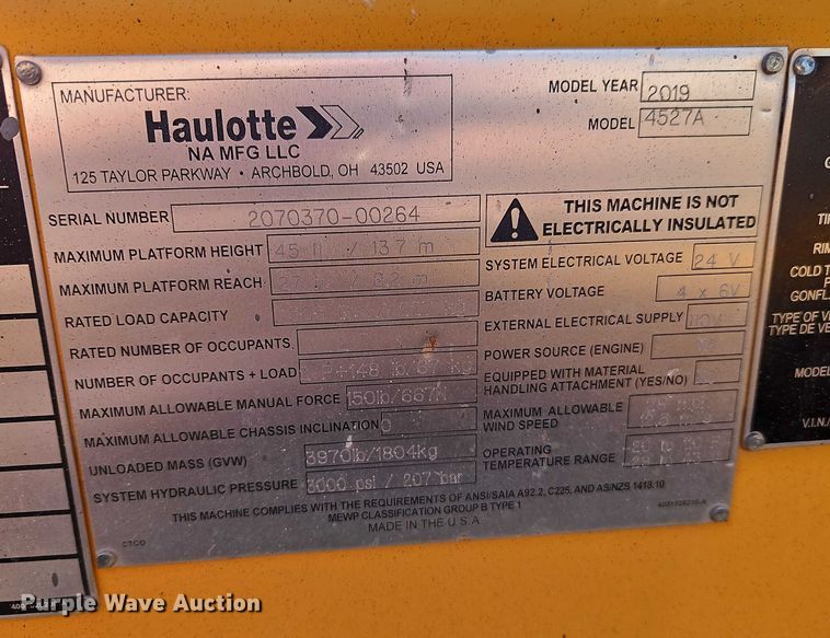 image for item FN5525 Haulotte 4527A boom lift