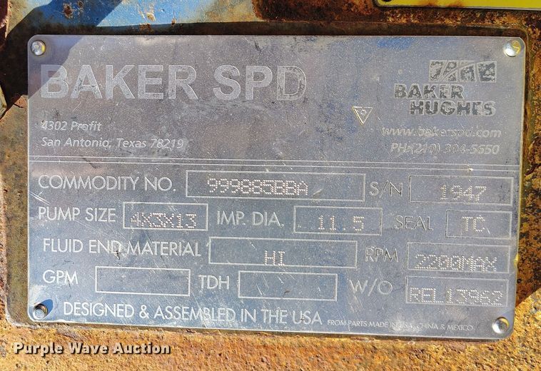 image for item IH9424 Baker SPD mud pump