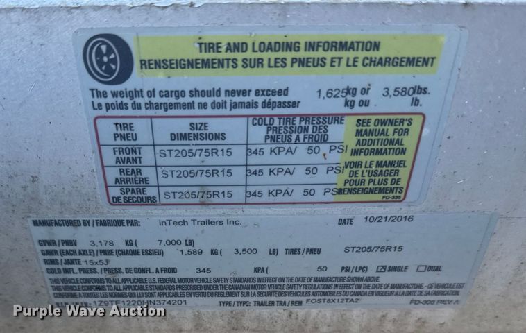 image for item OE9502 2017 Intech Trailers fiber optic splicing trailer