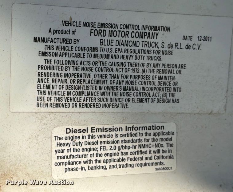 image for item YA1479 2011 Ford F750 Super Duty chipper truck